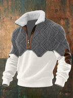 Pull-over pour homme à col sherpa et fermeture éclair quart de longueur