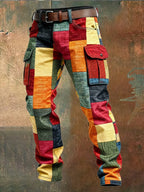 Pantaloni cargo da uomo con inserti patchwork