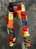 Pantaloni cargo da uomo con inserti patchwork