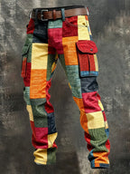 Pantaloni cargo da uomo con inserti patchwork