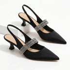 Dames slingback-pumps med krystalrem