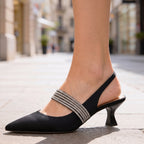 Dames slingback-pumps med krystalrem