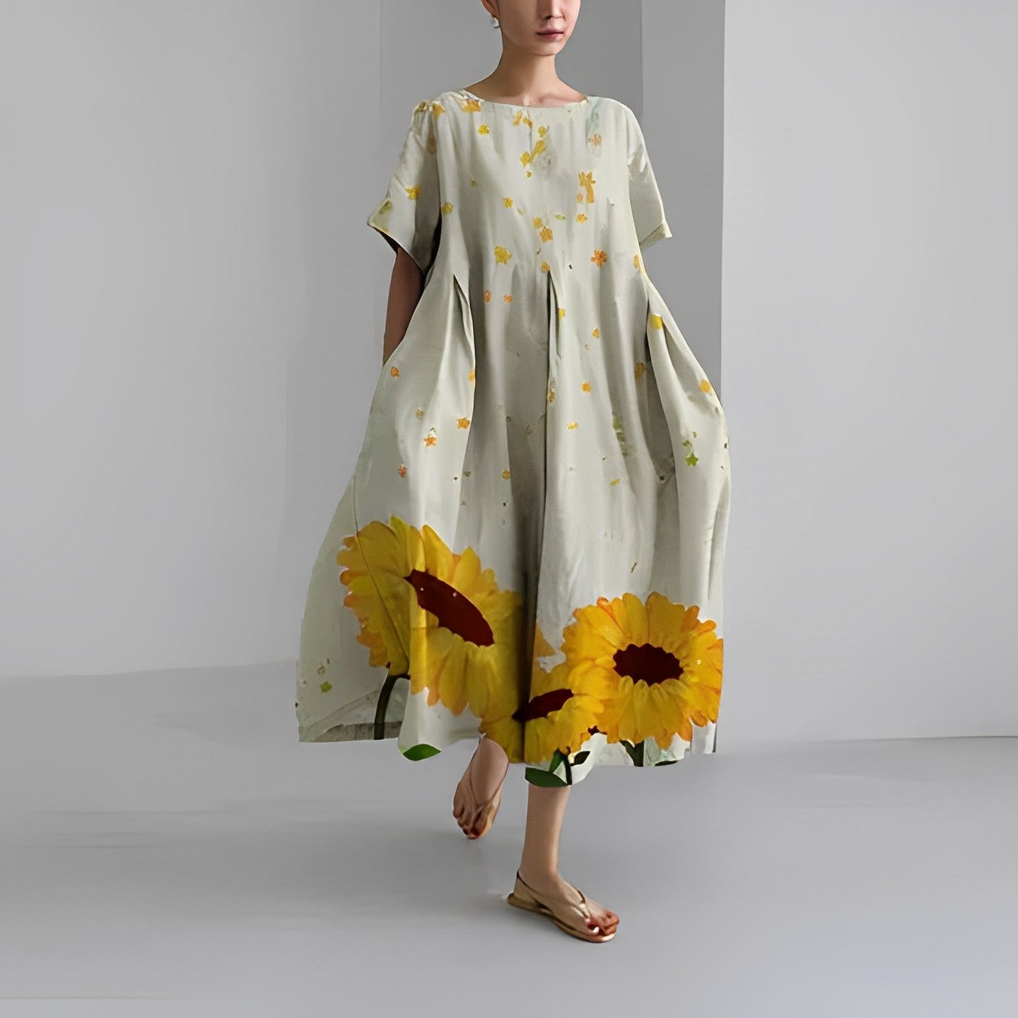 Robe maxi oversize à imprimé floral pour femme avec silhouette décontractée