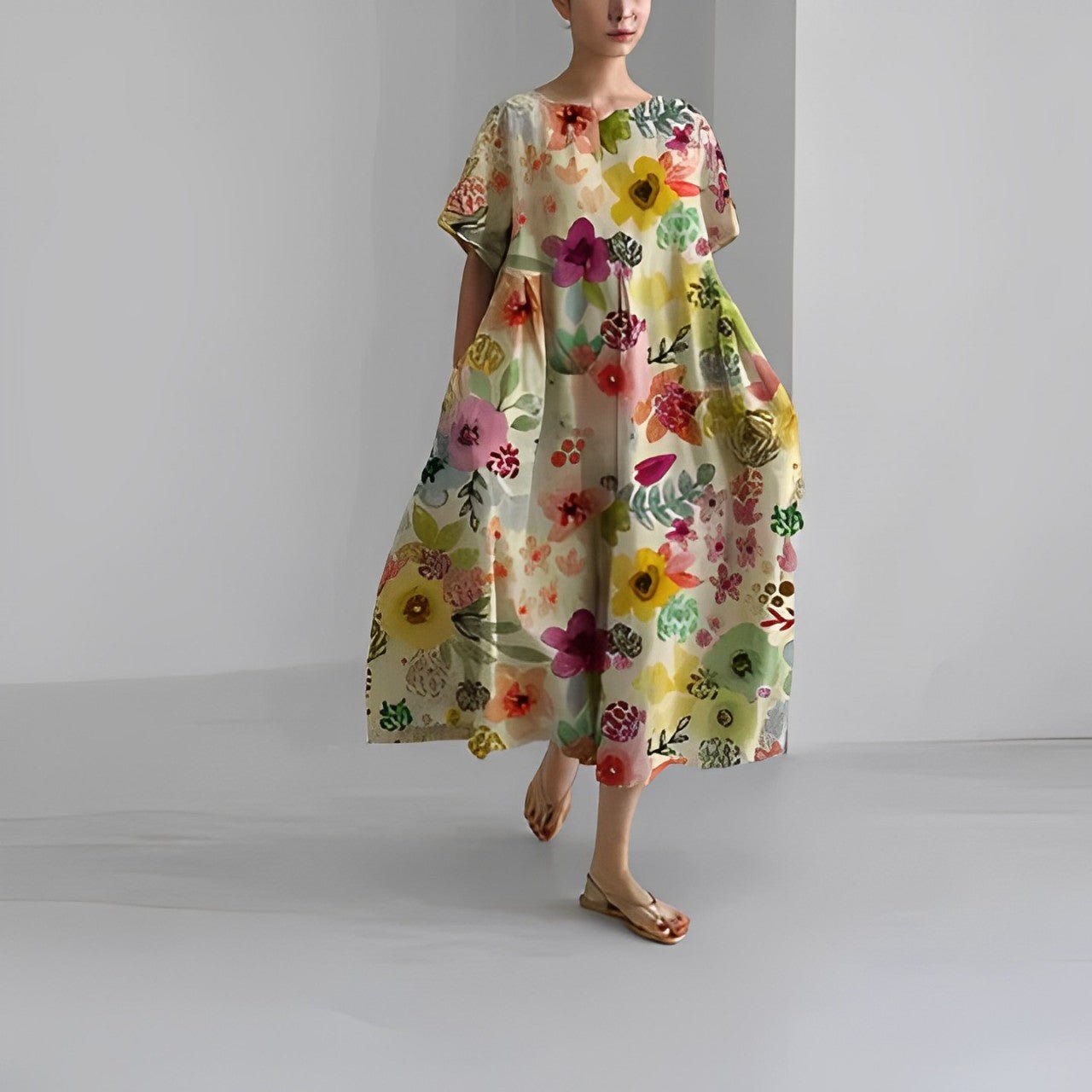 Robe maxi oversize à imprimé floral pour femme avec silhouette décontractée