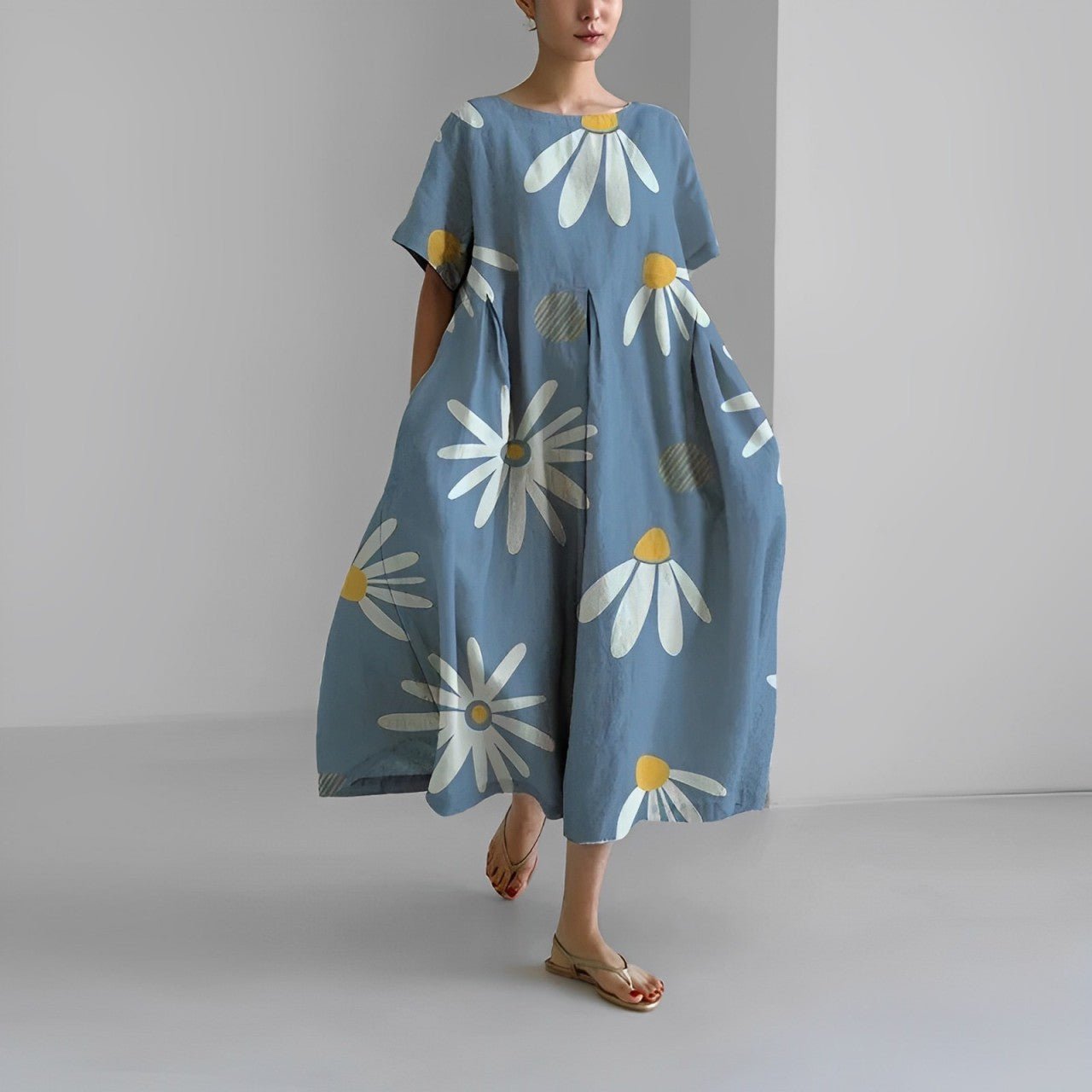 Robe maxi oversize à imprimé floral pour femme avec silhouette décontractée