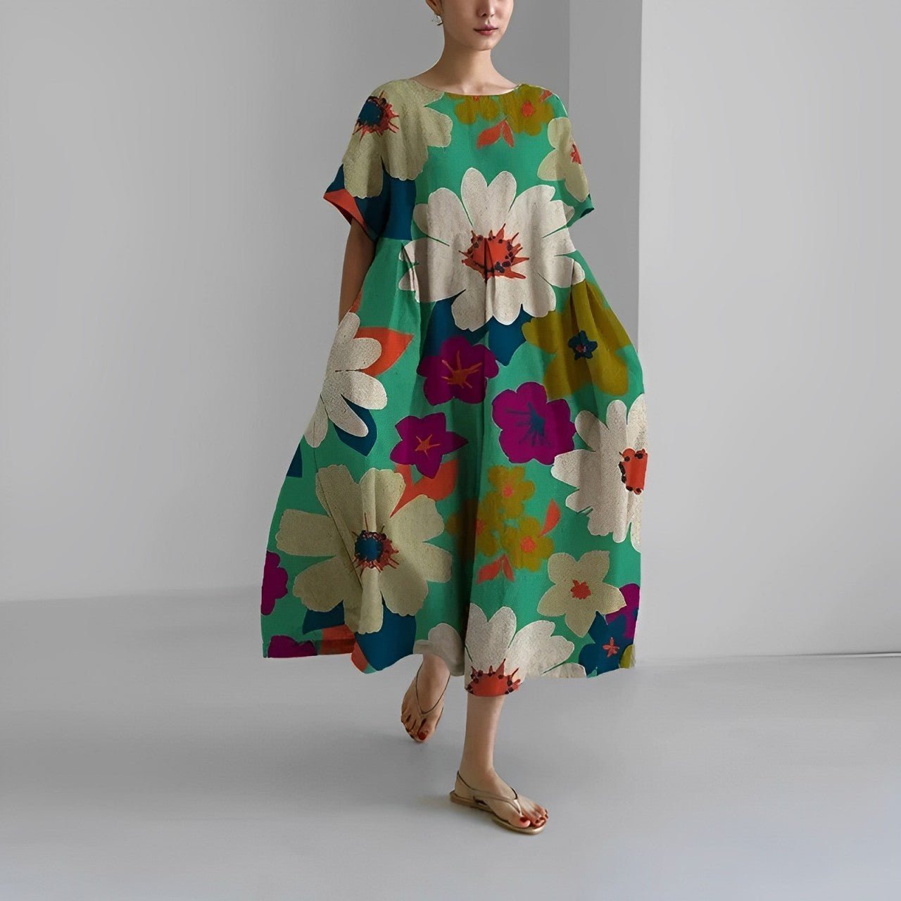 Robe maxi oversize à imprimé floral pour femme avec silhouette décontractée