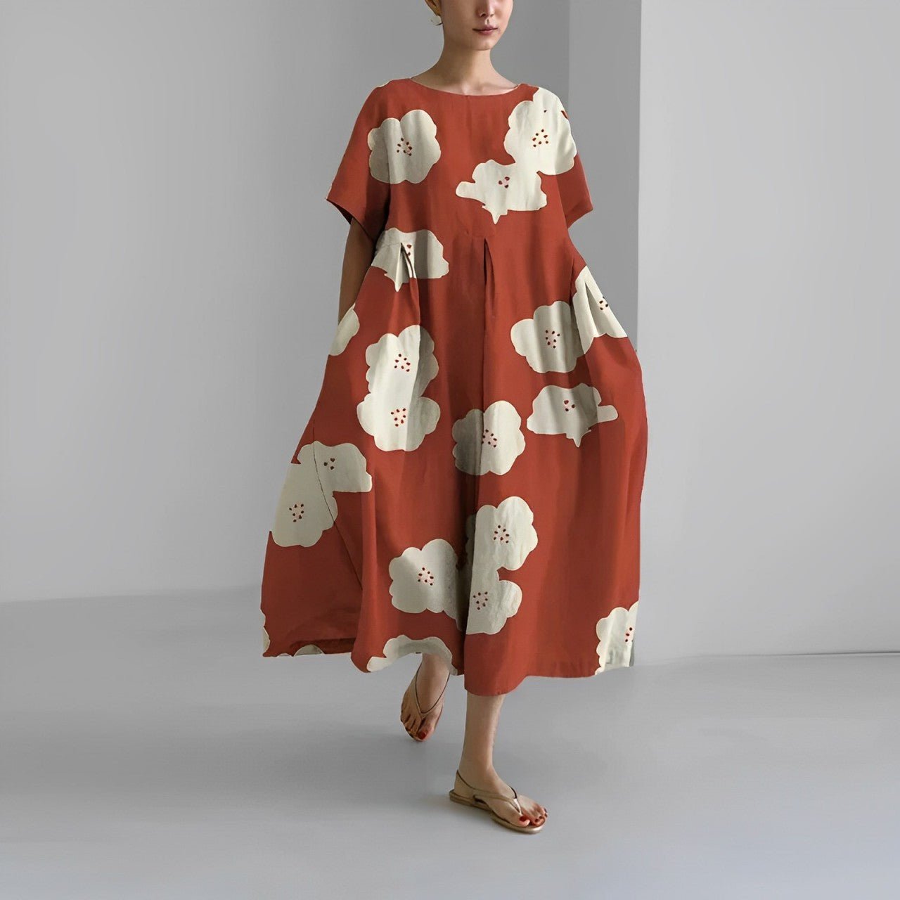 Robe maxi oversize à imprimé floral pour femme avec silhouette décontractée