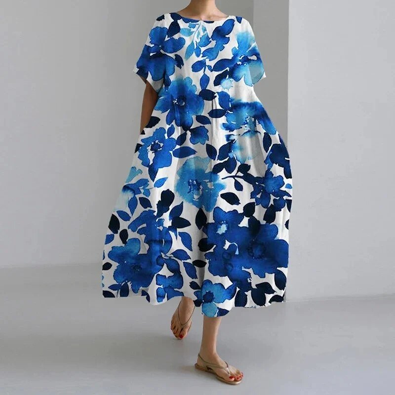 Robe maxi oversize à imprimé floral pour femme avec silhouette décontractée