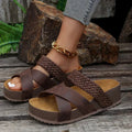 Damen Sandalen mit geflochtenen Kreuzriemen, Plateau und offenem Zehenbereich