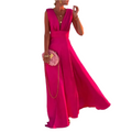 Maxikleid für Damen mit tiefem V-Ausschnitt und fließendem Rock für elegante Anlässe