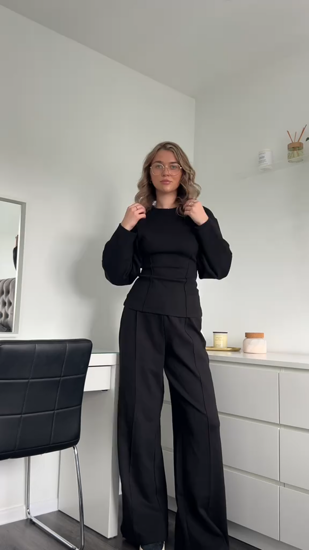 Avslappnat lounge-set för kvinnor med vida ben