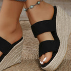 Damen offene Keilsandalen mit Seilsohle für bequemen und stylischen Sommerlook
