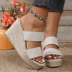 Damen offene Keilsandalen mit Seilsohle für bequemen und stylischen Sommerlook