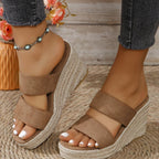 Damen offene Keilsandalen mit Seilsohle für bequemen und stylischen Sommerlook
