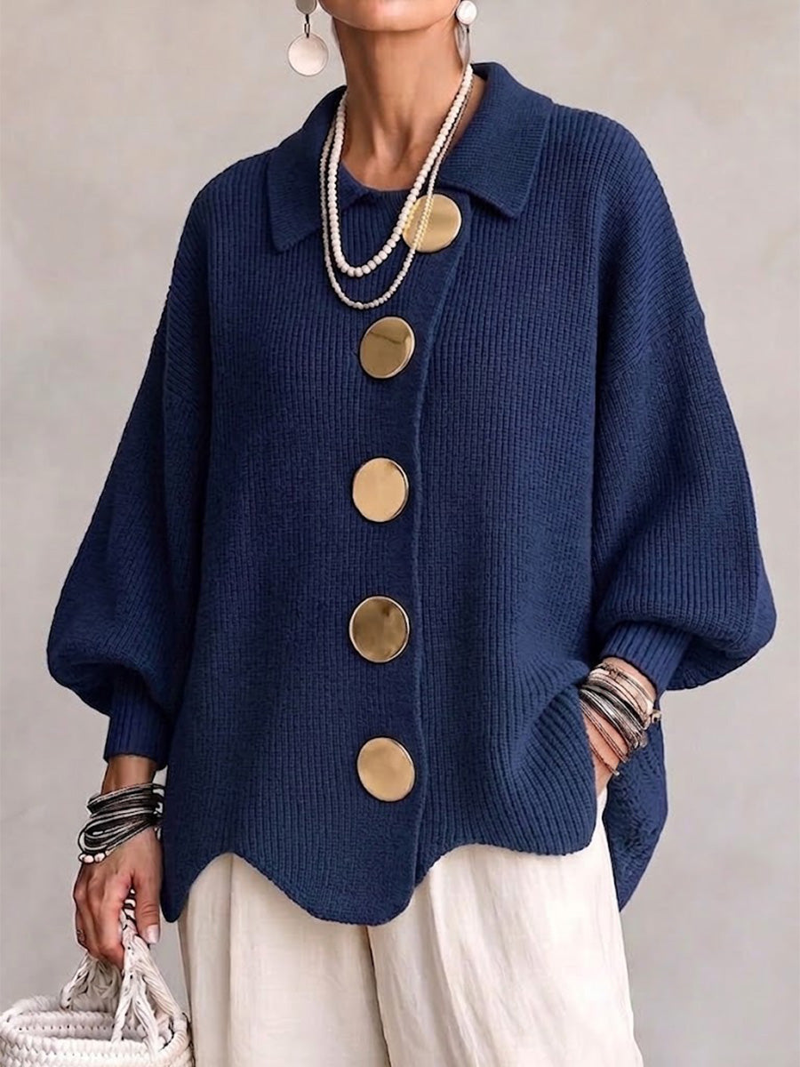 Übergroße Strickjacke für Damen mit Knopfleiste vorne
