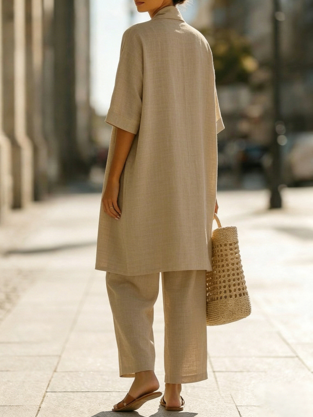Women's Three Piece Open Front Cardigan Lounge Set with Wide Leg Trousers