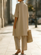 Women's Three Piece Open Front Cardigan Lounge Set with Wide Leg Trousers