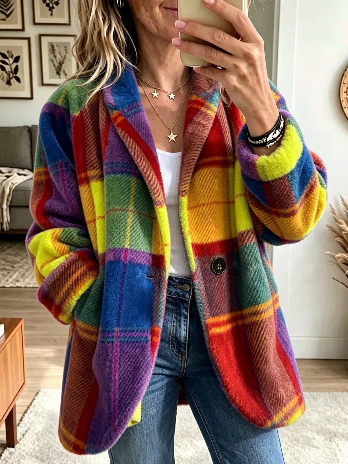 Cappotto da donna a quadri variopinti