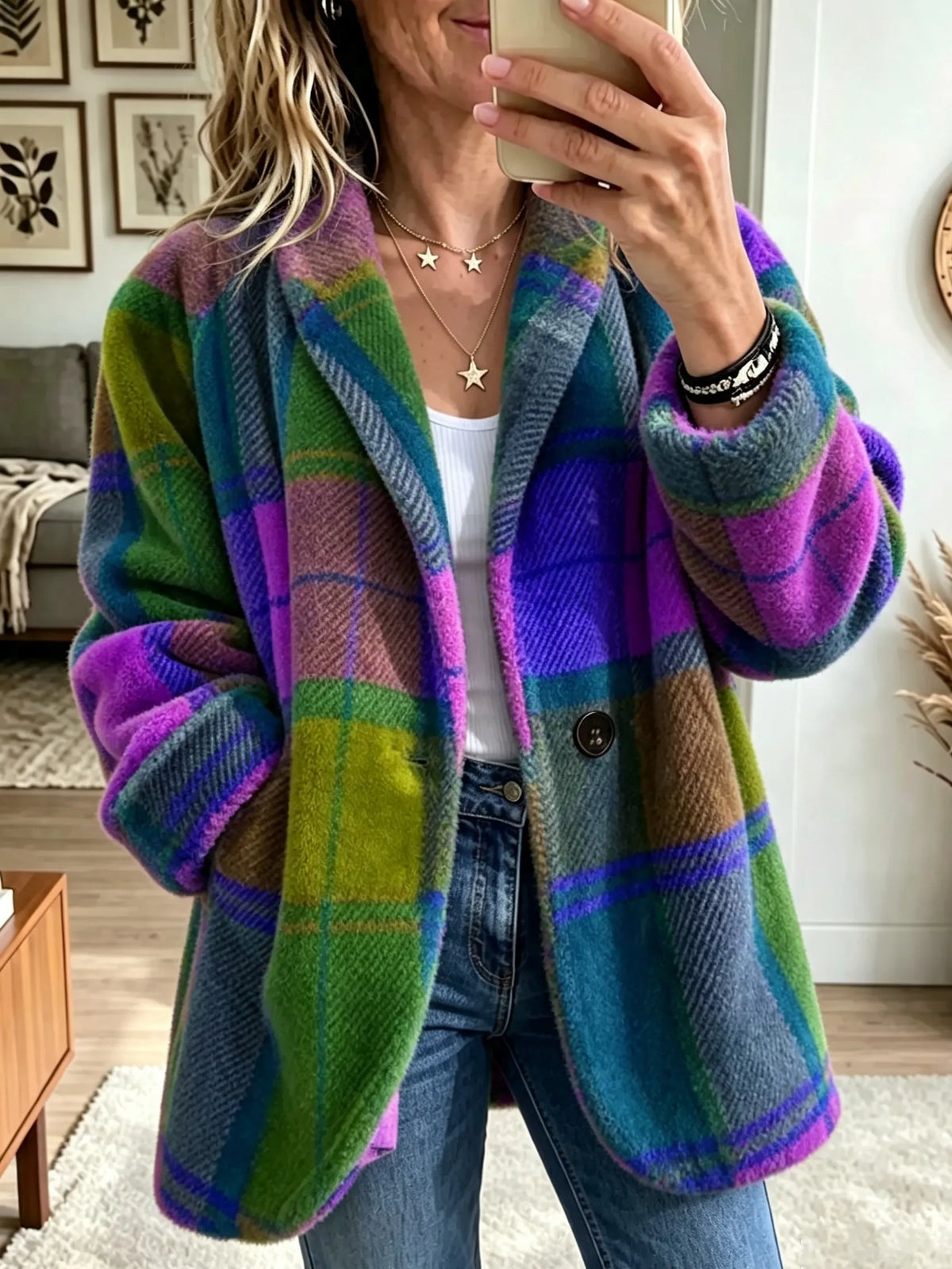 Cappotto da donna a quadri variopinti