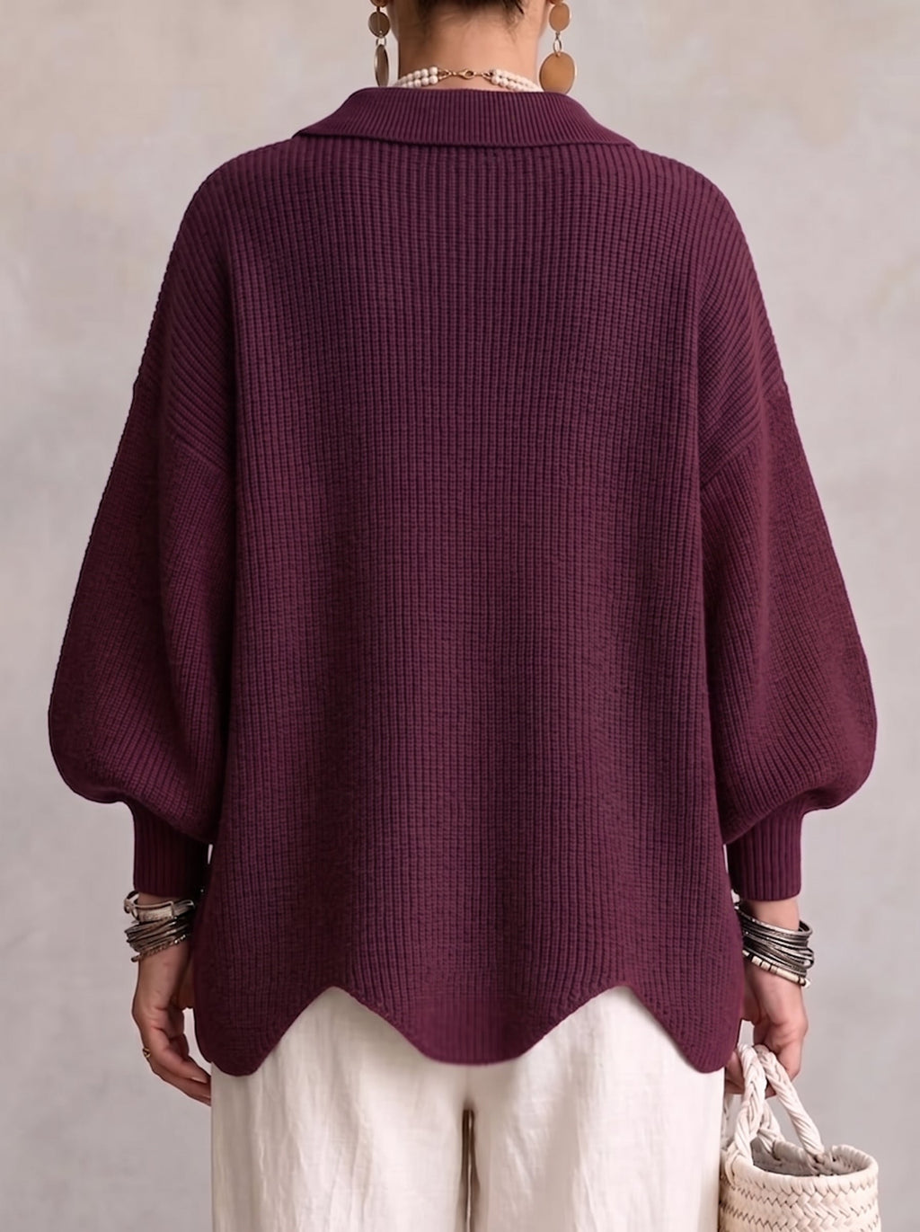 Übergroße Strickjacke für Damen mit Knopfleiste vorne