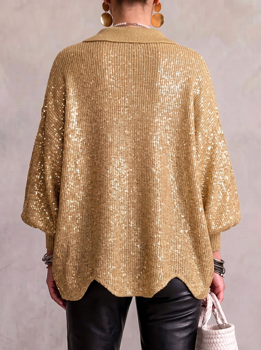 Übergroße Strickjacke für Damen mit Knopfleiste vorne