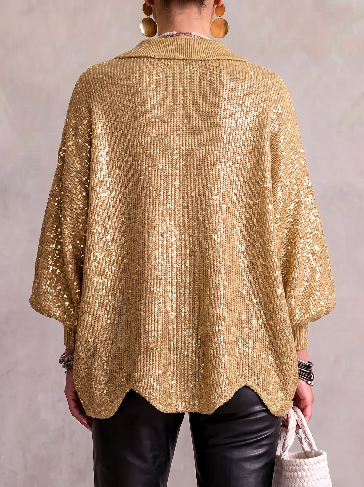 Übergroße Strickjacke für Damen mit Knopfleiste vorne