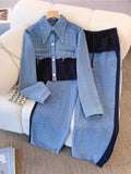 Women’s Denim Contrast Two-Piece Set