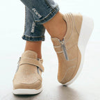 Women's Perforated Zip-Up Wedge Sneakers