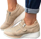 Women's Perforated Zip-Up Wedge Sneakers