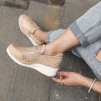 Women's Perforated Zip-Up Wedge Sneakers