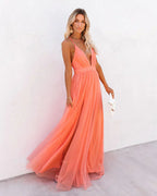 Lina – Robe fluide orange pour femme – Éclat, légèreté et allure assurée