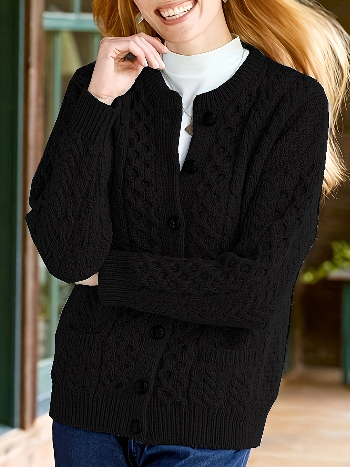 Cardigan en maille boutonné sur le devant pour femme