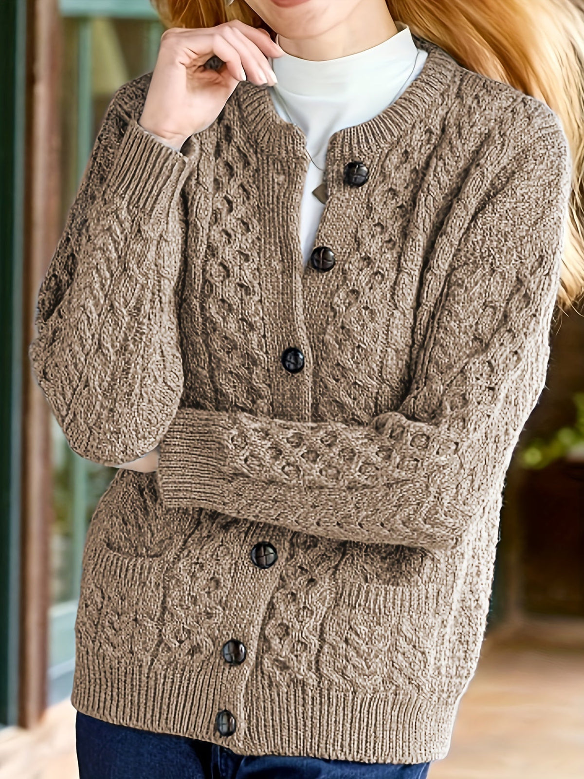 Cardigan en maille boutonné sur le devant pour femme