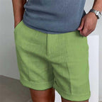 Men's Relaxed Linen Shorts with Turn-Up Hems for Everyday Summer Wear