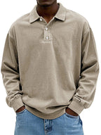 Men's Washed Long Sleeve Polo Shirt