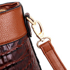 Strukturierte Damenhandtasche mit Krokodilprägung