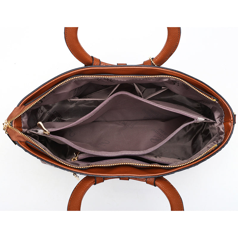 Strukturierte Damenhandtasche mit Krokodilprägung