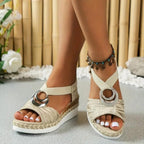 Sandali da donna comodi con plateau metallizzato
