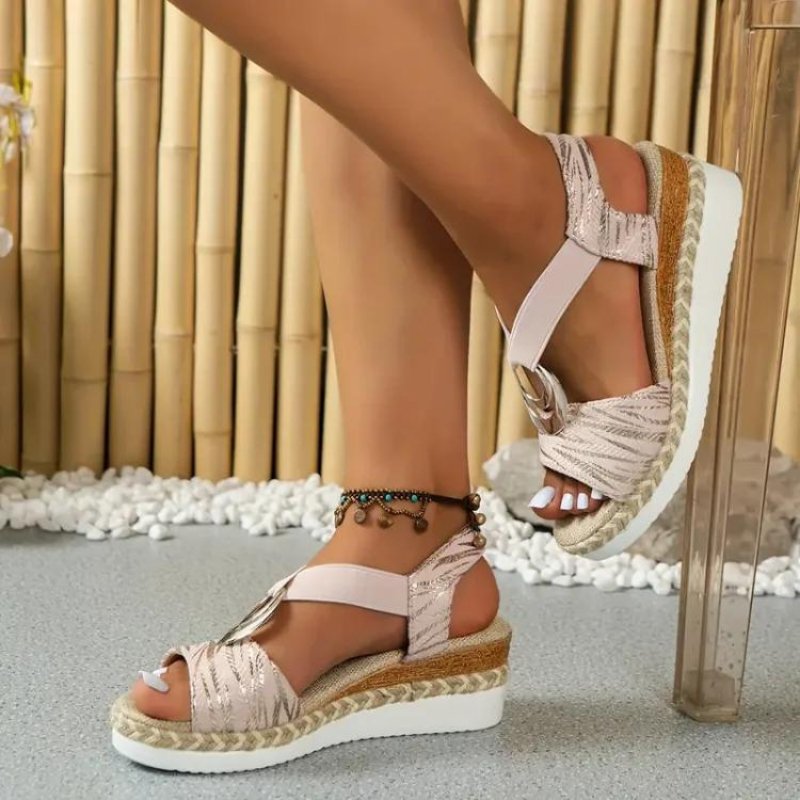 Women's Metallic Platform Comfort Sandals