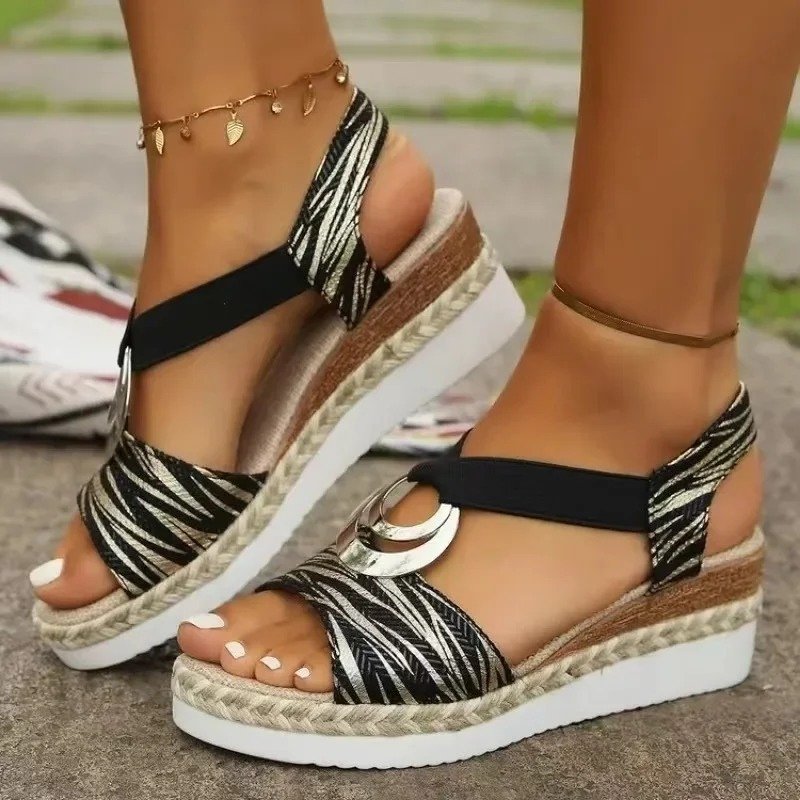 Women's Metallic Platform Comfort Sandals