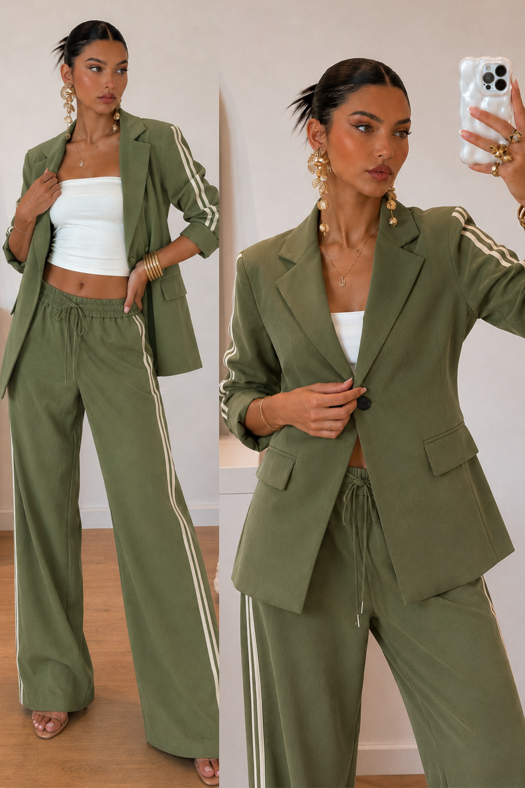 Women’s Striped Wide Leg Set