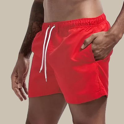 Men's Quick-Dry Swim Shorts with Drawstring Waist and Relaxed Fit