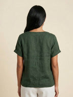 Women's Relaxed Button Detail Short Sleeve Casual Blouse