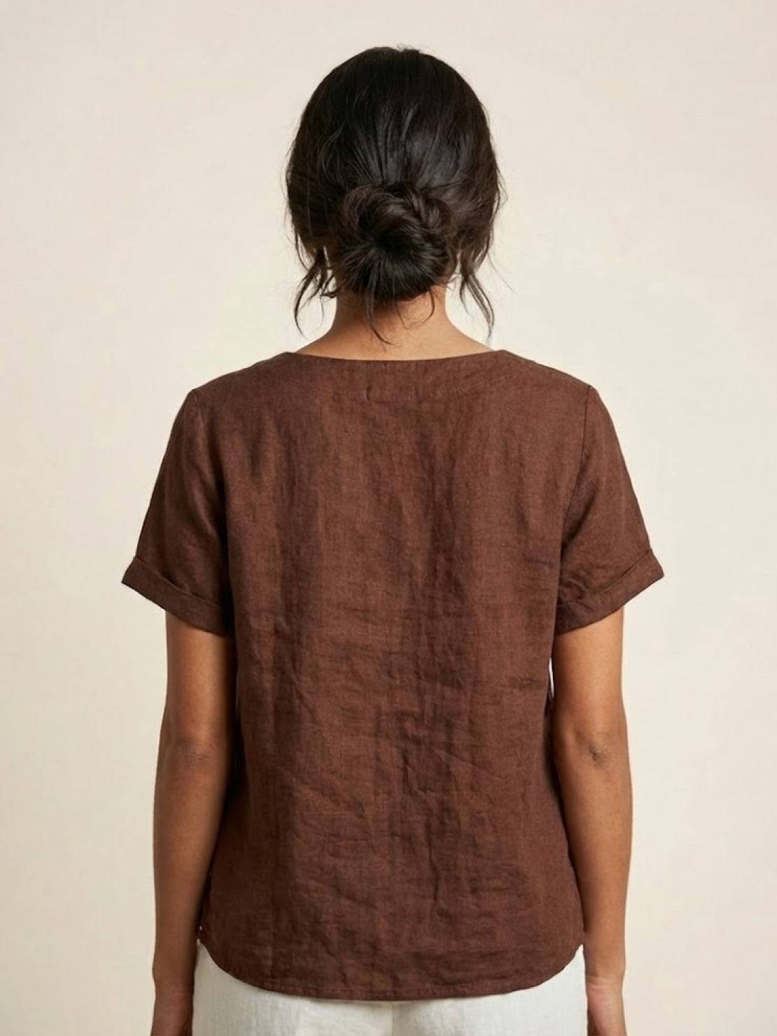 Women's Relaxed Button Detail Short Sleeve Casual Blouse