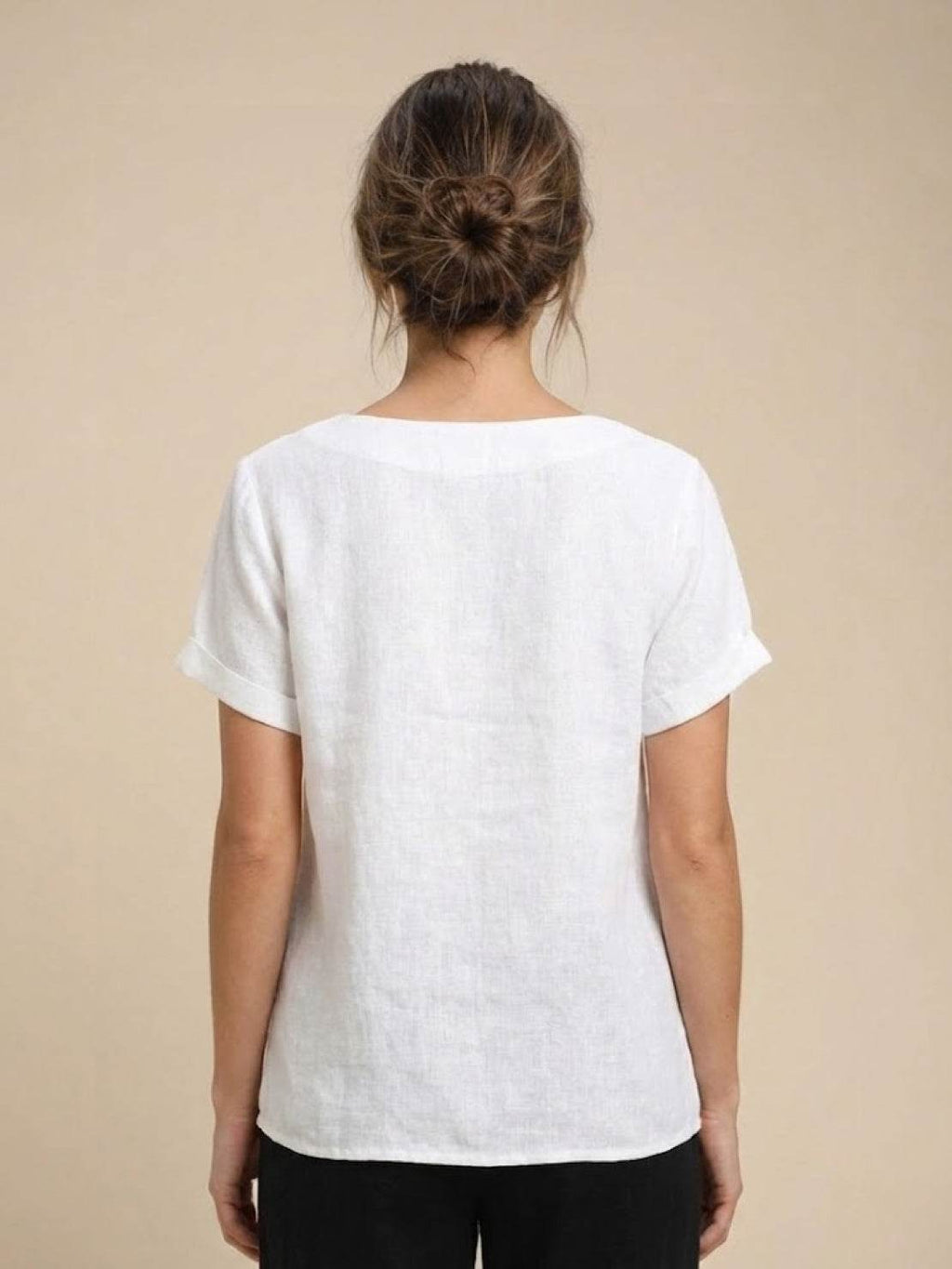Women's Relaxed Button Detail Short Sleeve Casual Blouse