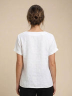 Women's Relaxed Button Detail Short Sleeve Casual Blouse