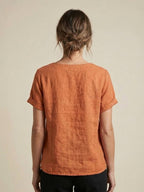 Women's Relaxed Button Detail Short Sleeve Casual Blouse