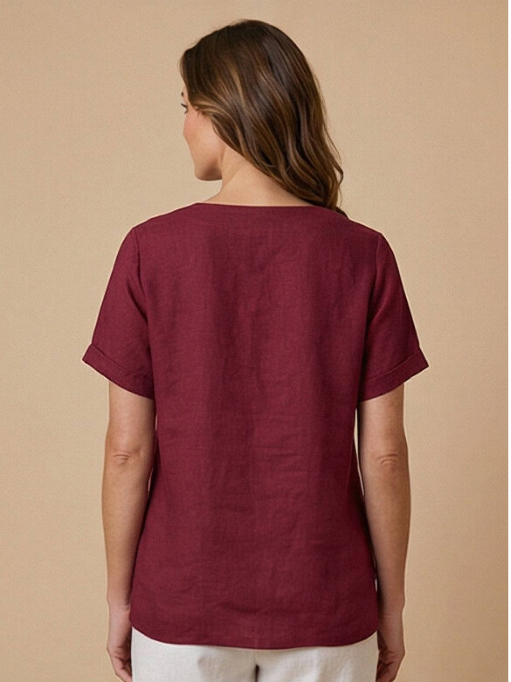 Women's Relaxed Button Detail Short Sleeve Casual Blouse
