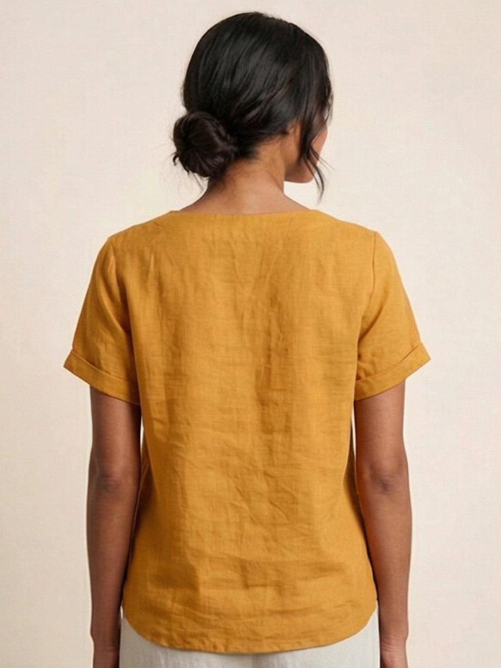 Women's Relaxed Button Detail Short Sleeve Casual Blouse