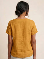 Women's Relaxed Button Detail Short Sleeve Casual Blouse